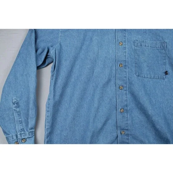 Dickies Shirt Mens XL Blue Denim 100% Cotton Button Up Workwear - Picture 5 of 16